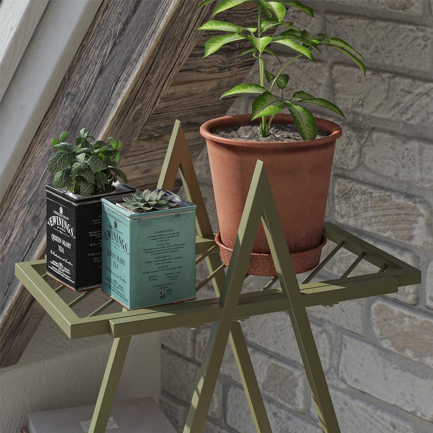 REALROOMS Botanika – Soporte para plantas, verde oliva