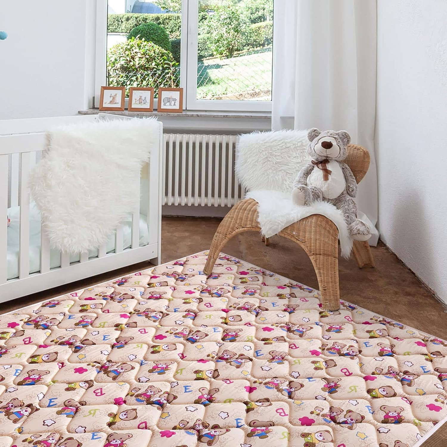 Vibe bear Tapete de juego para bebés de 79 x 63 pulgadas, tapete de espuma más gruesa de una pieza, tapete de juego extra grande antideslizante para