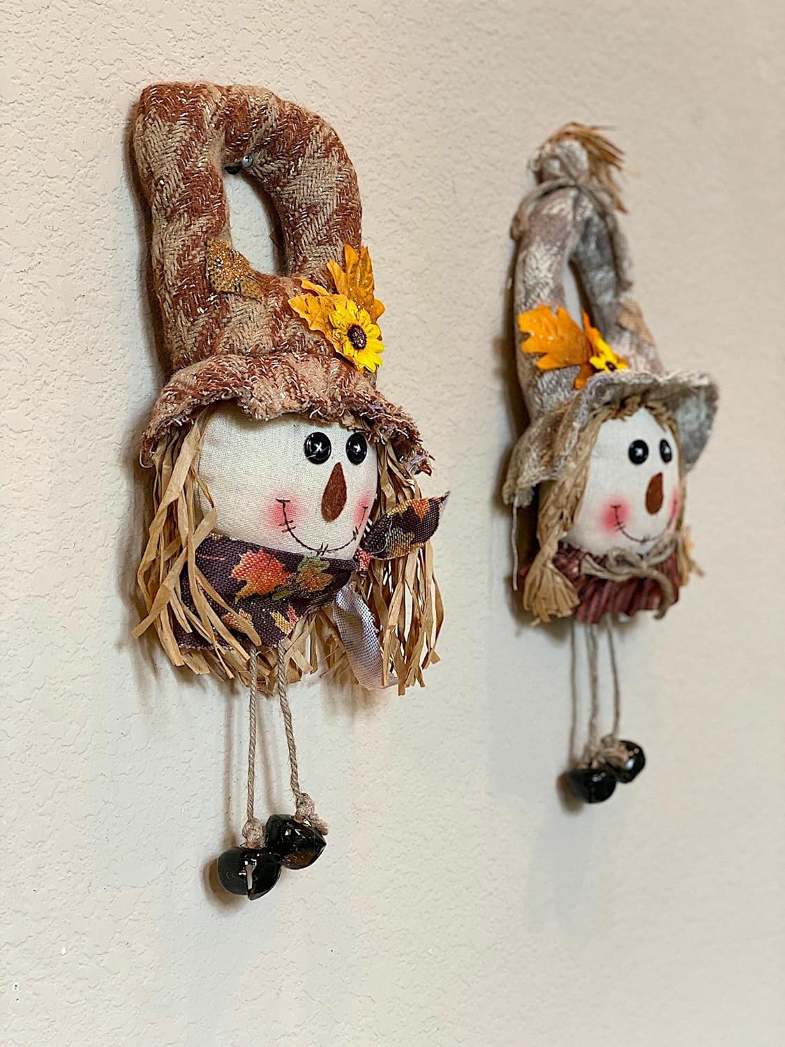 Perilla de puerta de espantapájaros para colgar en la pared, campanas, otoño, Acción de Gracias, decoración colgante para interiores y exteriores,