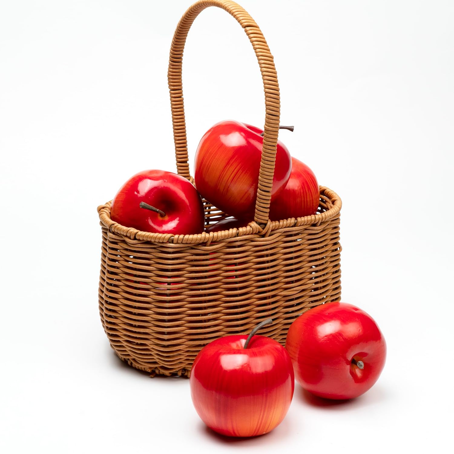 12 manzanas falsas de 8 pulgadas para decoración de manzanas de plástico realistas para decoración del hogar y la cocina (rojo)