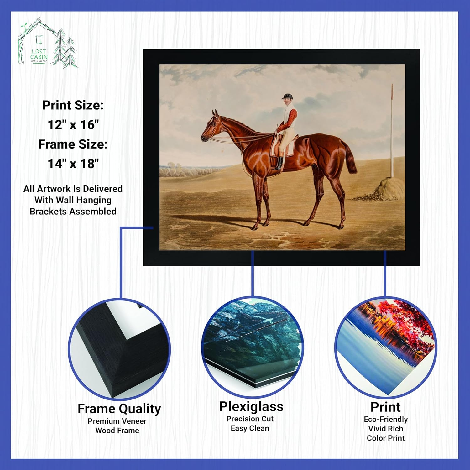 Ganador del derby peligroso de la cabaña perdida por John Herring Sr  Impresión en marco plano negro  Reproducción de pinturas de obras de arte