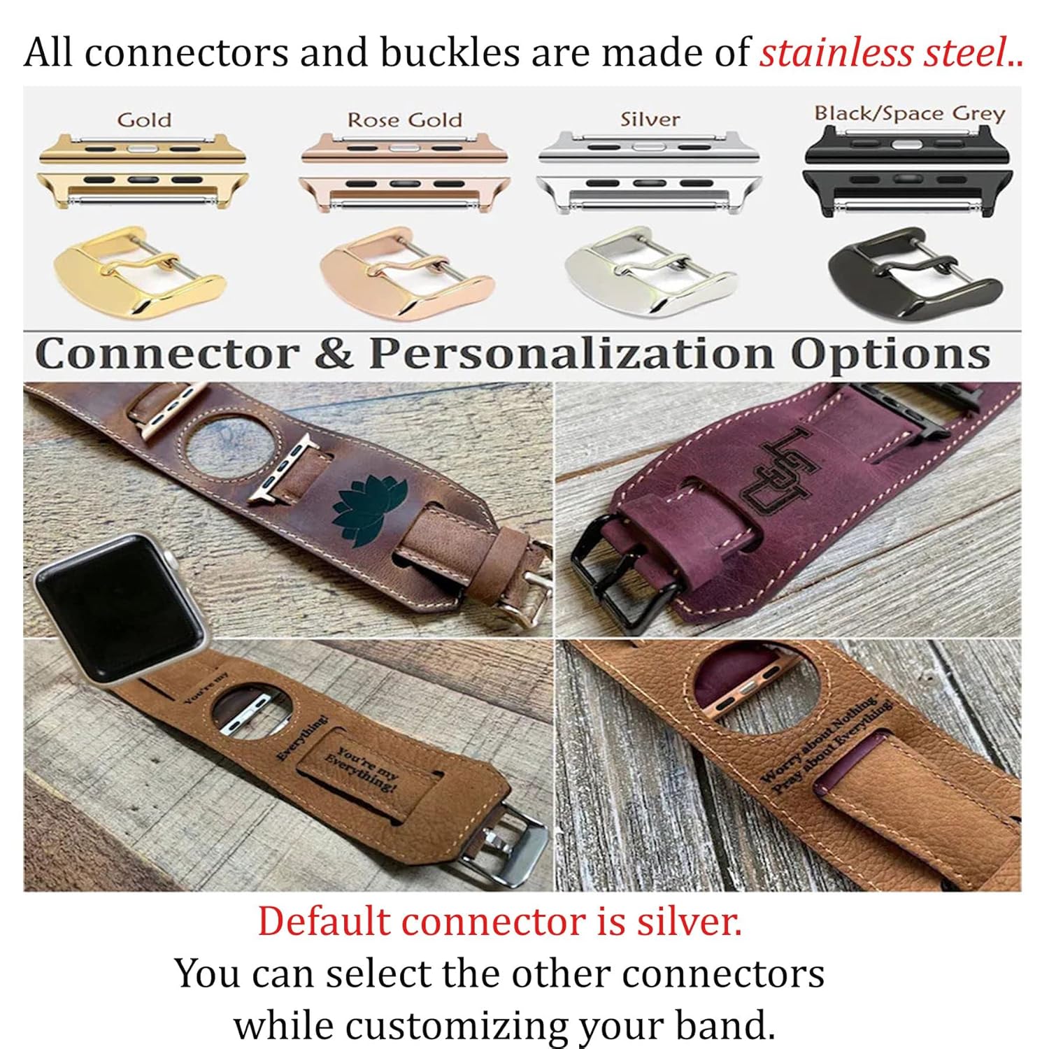 Cuff Watch Band Compatible with Apple 41mm for men & women, Handmade Genuine Leather, Compatible with iWatch Series 7 6 5 4 3 2 1 SE, Wrist Bracelet