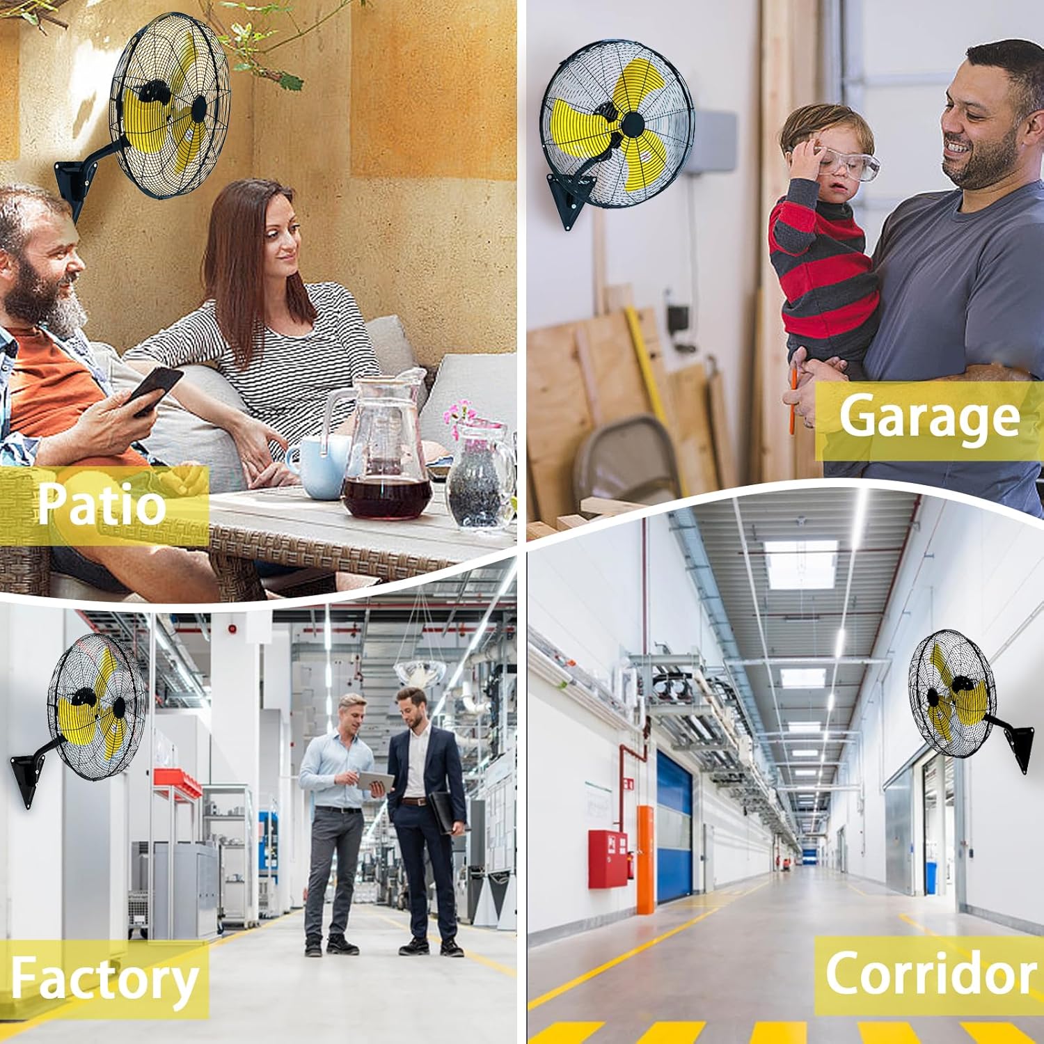 Ventilador de montaje en pared, ventilador de pared oscilante de 20 pulgadas con 7000 CFM, 3 velocidades, ventilador industrial de alta velocidad
