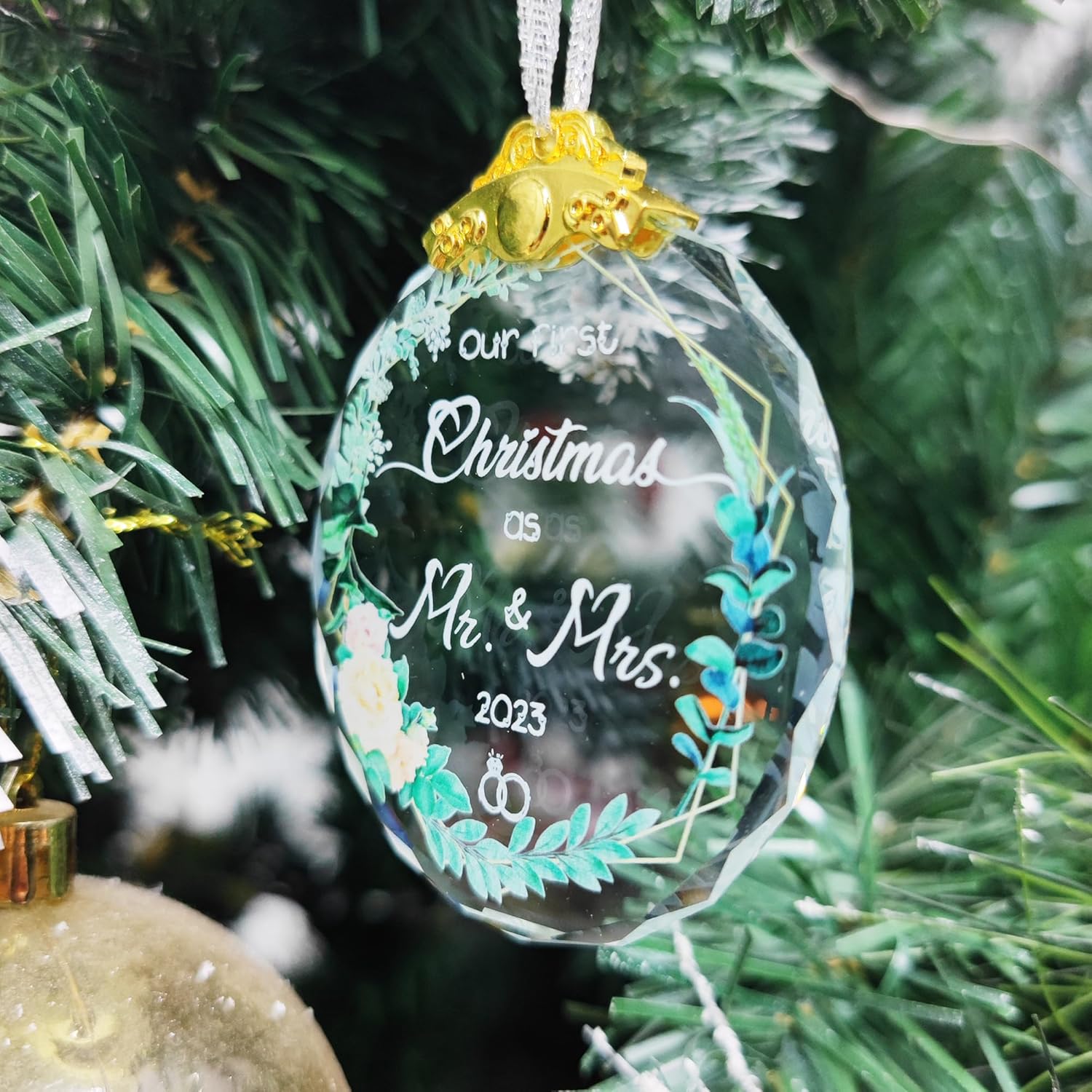 Adorno de matrimonio de cristal para parejas, regalos de boda de cristal para parejas, regalos de despedida de soltera, decoración de árbol de