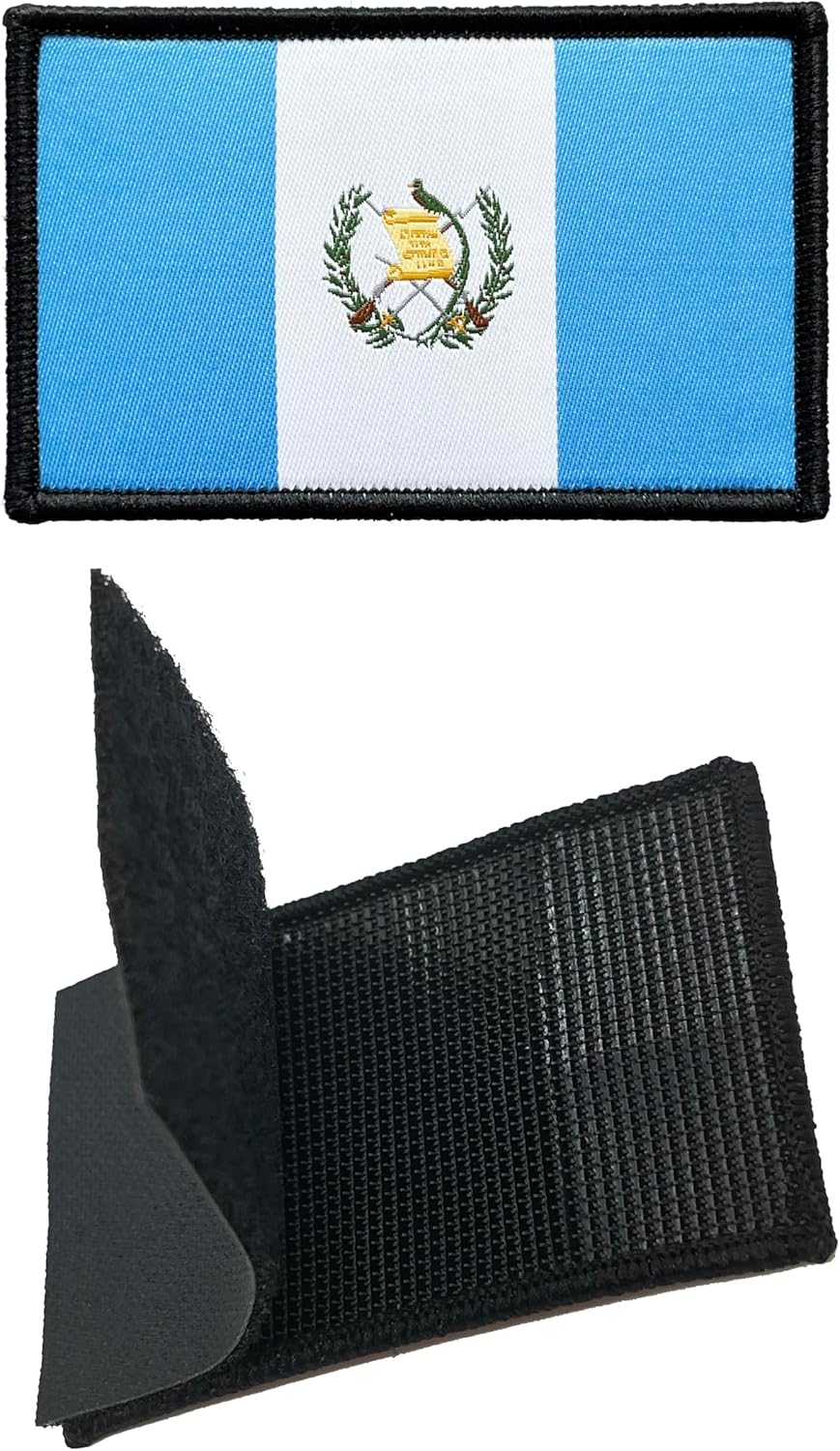 3 parches de bandera guatemalteca de 2 x 3 pulgadas, con lazo de gancho bordado táctico para brazaletes de bandera de país para mochila, sombrero,