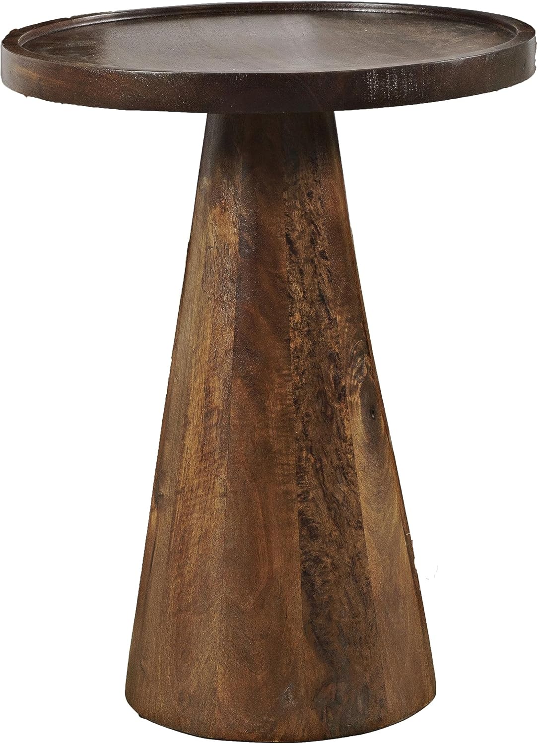 Jofran Knox Mid-Century – Juego de 3 mesas anidables redondas con pedestal de madera maciza, color castaño