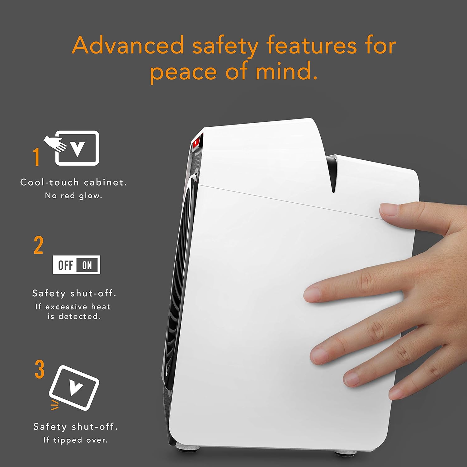 Vornado Velocity 1 – Calentador de espacio personal con 2 ajustes de calor y características de seguridad avanzadas, pequeño, color blanco
