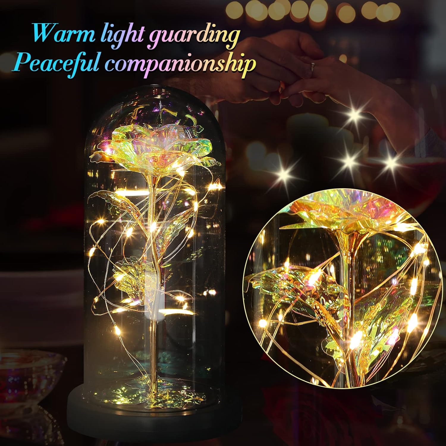 Regalos de rosas iluminadas para mujeres, regalos de rosas de cristal para mamá, novia, esposa, amiga, amante, boda, rosa transparente iluminada en