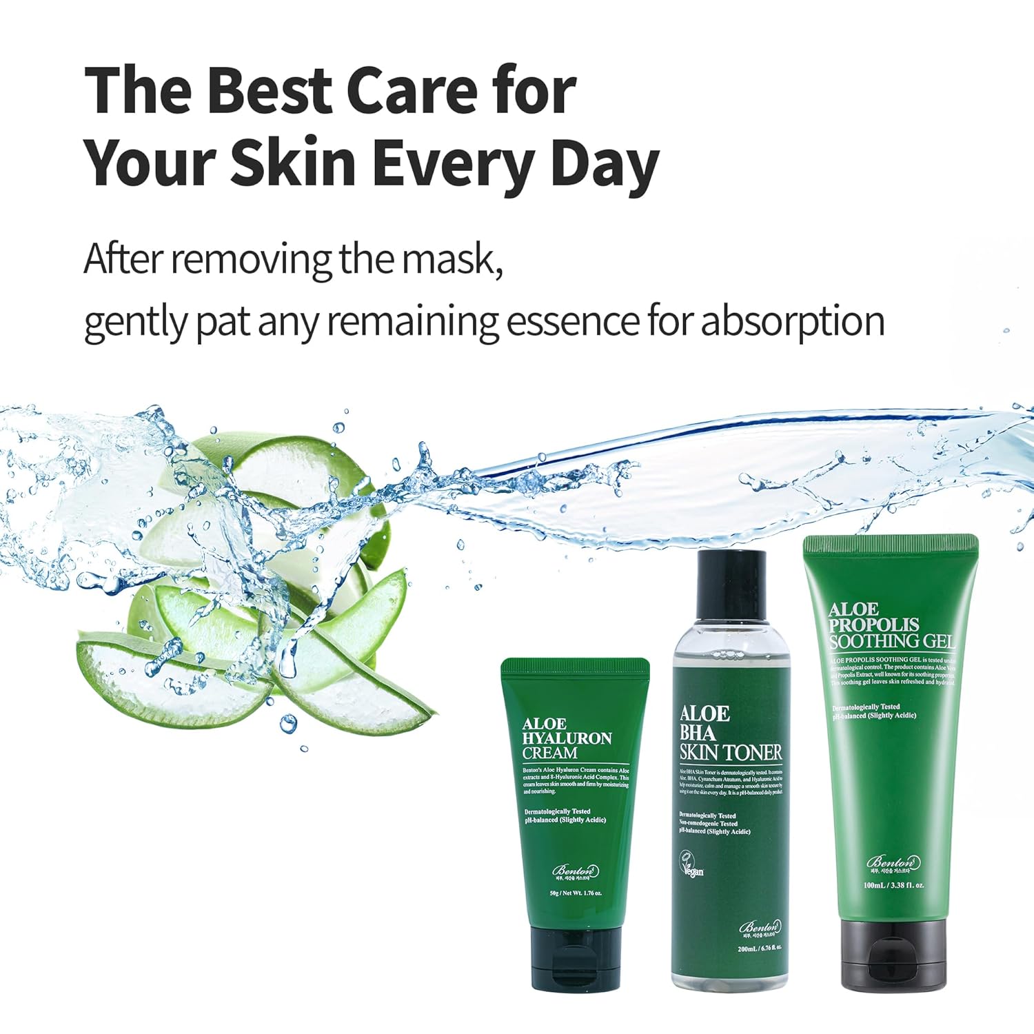 BENTON Paquete de 10 mascarillas calmantes de aloe de 0.81 oz, 10 unidades (8.11 oz_nuevo)  Aloe y hoja de té verde contiene agua hidratante y
