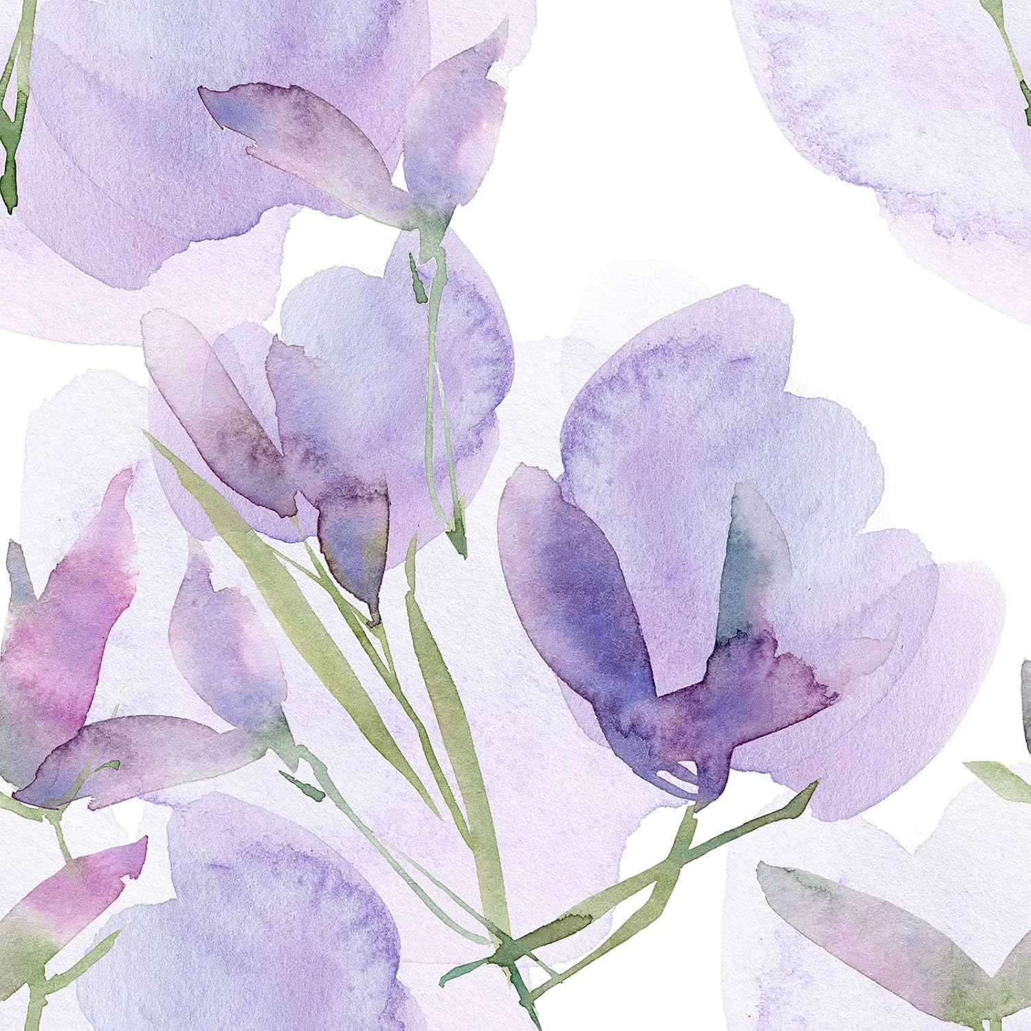 Papel tapiz de vinilo autoadhesivo para despegar y pegar, extraíble, hojas blancas y moradas, estilo bohemio, fácil de despegar, para dormitorio,
