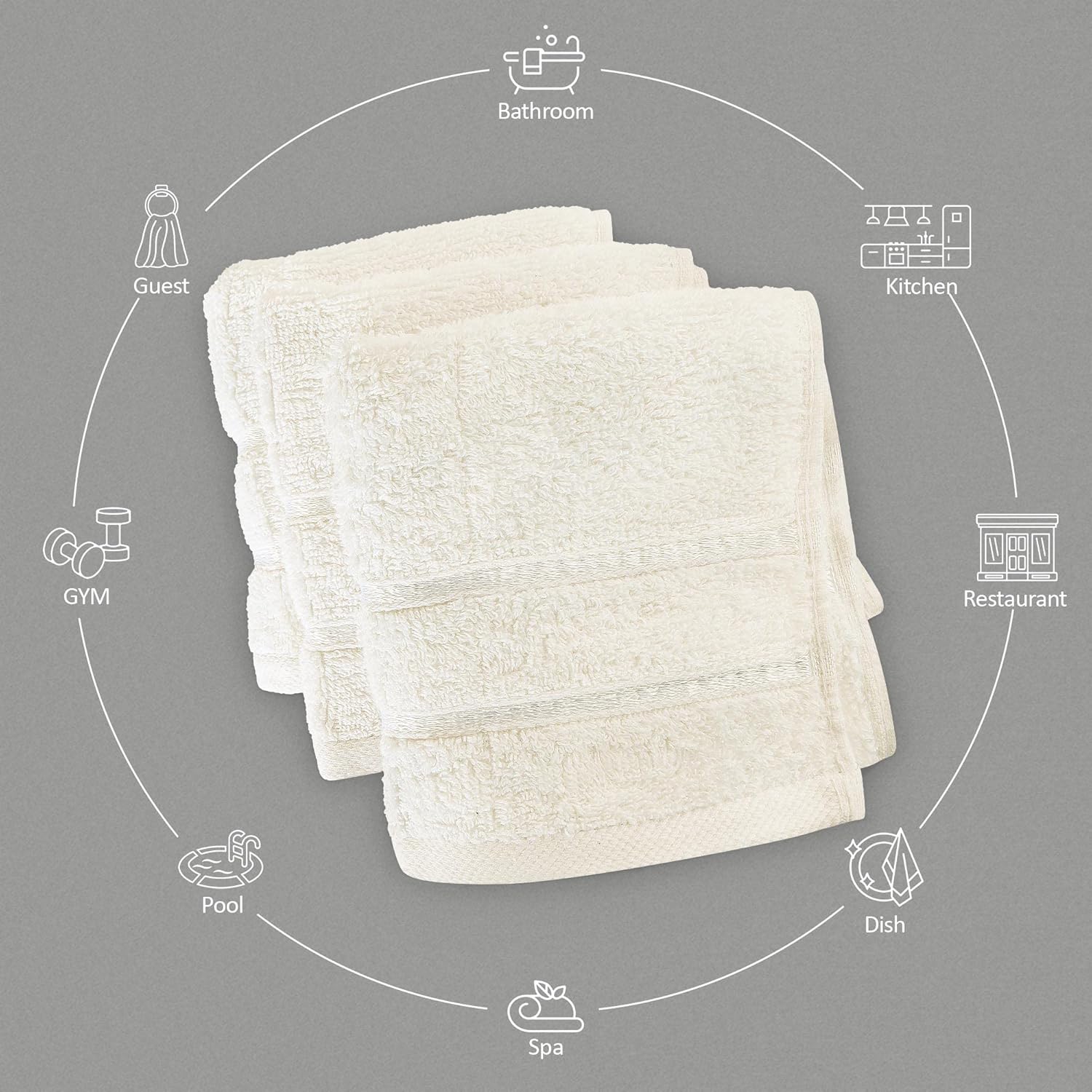 Utopia Towels – Juego de 12 paños de viscosa de lujo (12 x 12 pulgadas), 100% algodón hilado en anillo, altamente absorbentes y suaves al tacto,