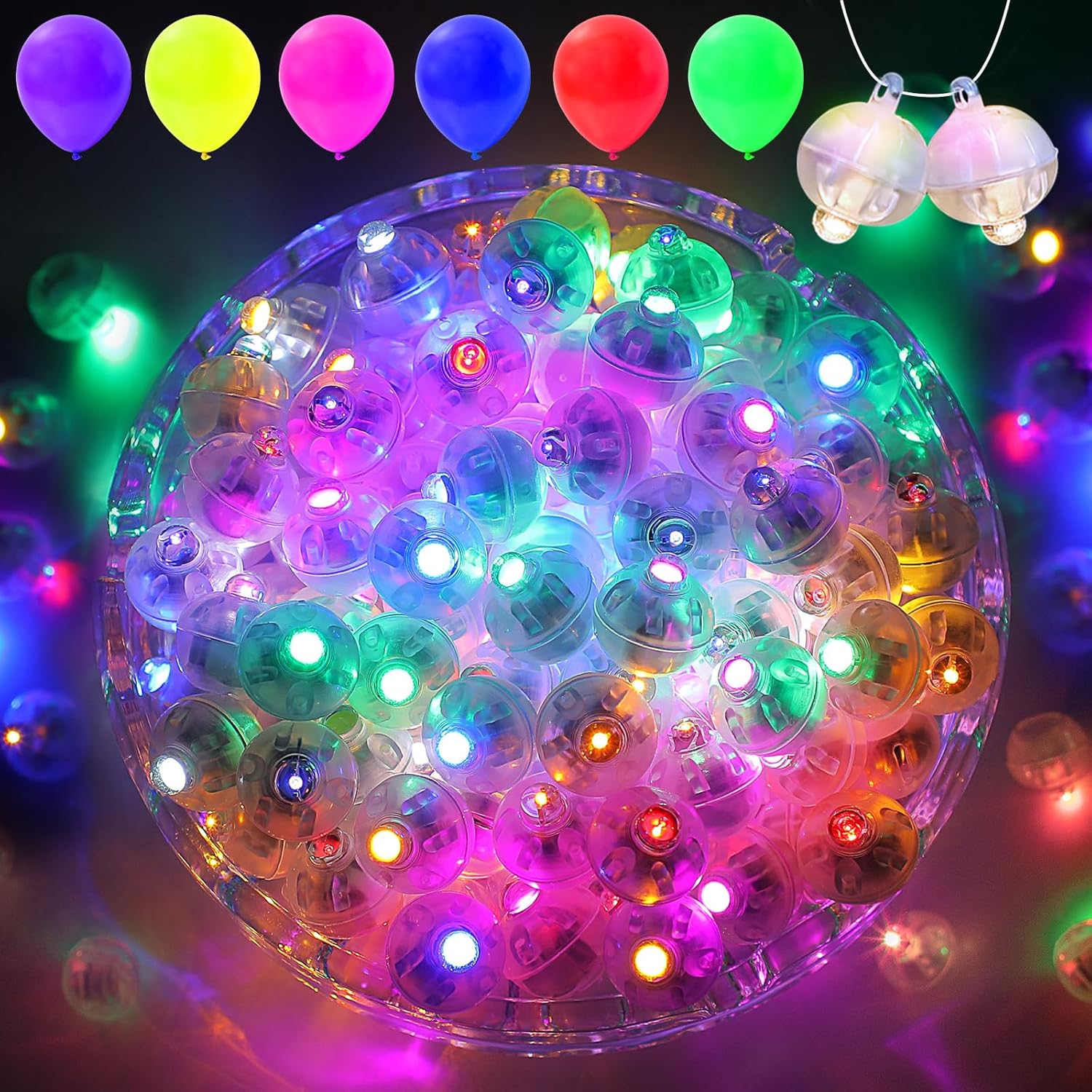 pozzolanas 100 mini luces LED con gancho, luz LED redonda impermeable para decoración de fiestas, luces de fiesta de neón, coloridas