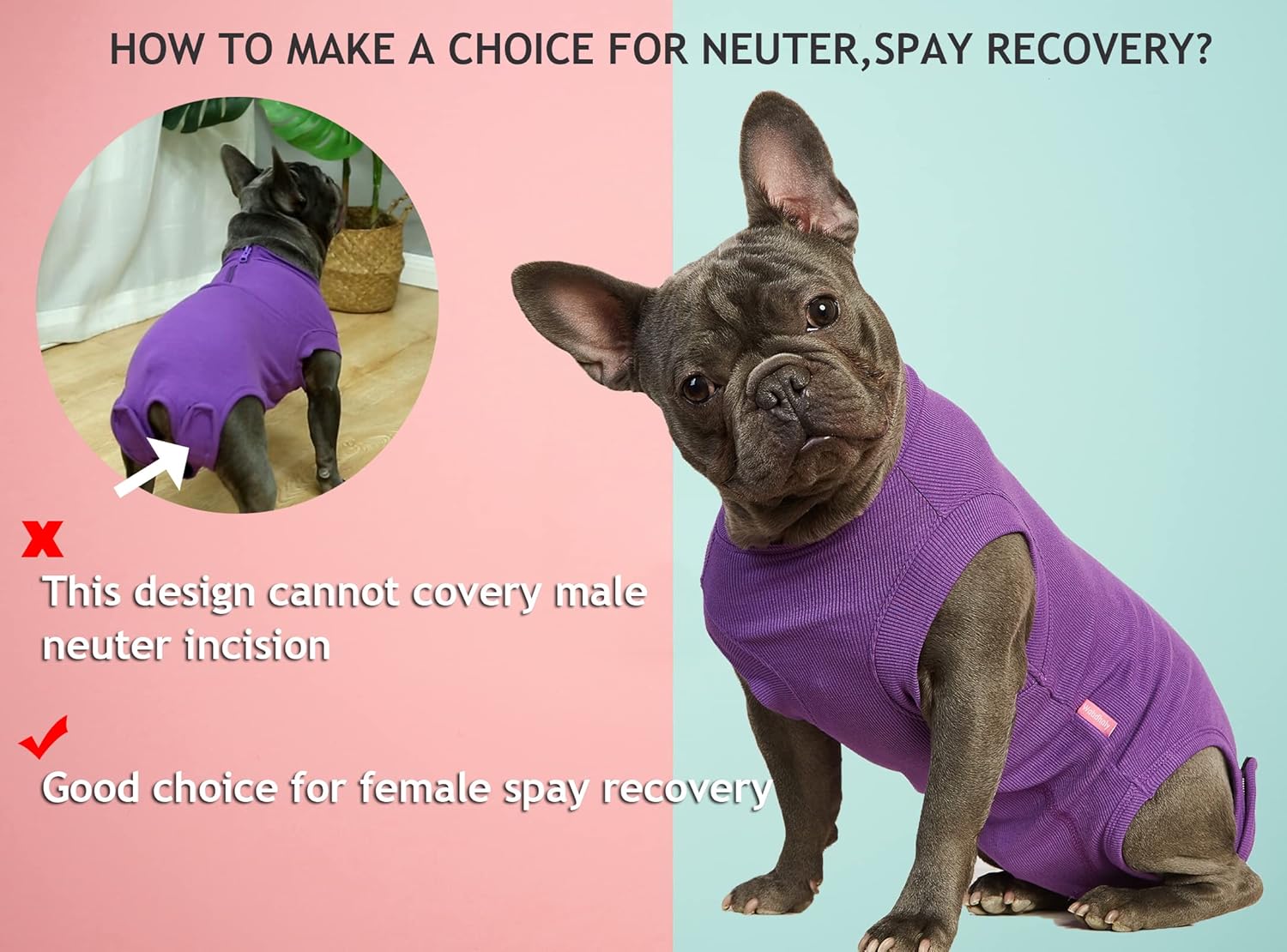 Wabdhaly Traje de recuperación de cirugía para perros, traje pequeño para hembras esterilizadas, machos, perros castrados, cachorros, recuperación