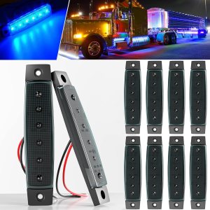 Luces LED de marcador para remolque, color azul, 6 luces LED laterales, barra de luz de distancia de 12 V, 3.8 pulgadas, indicador de señal frontal Luces LED de marcador para remolque, color azul, 6 luces LED laterales, barra de luz de distancia de 12 V, 3.8 pulgadas, indicador de señal frontal