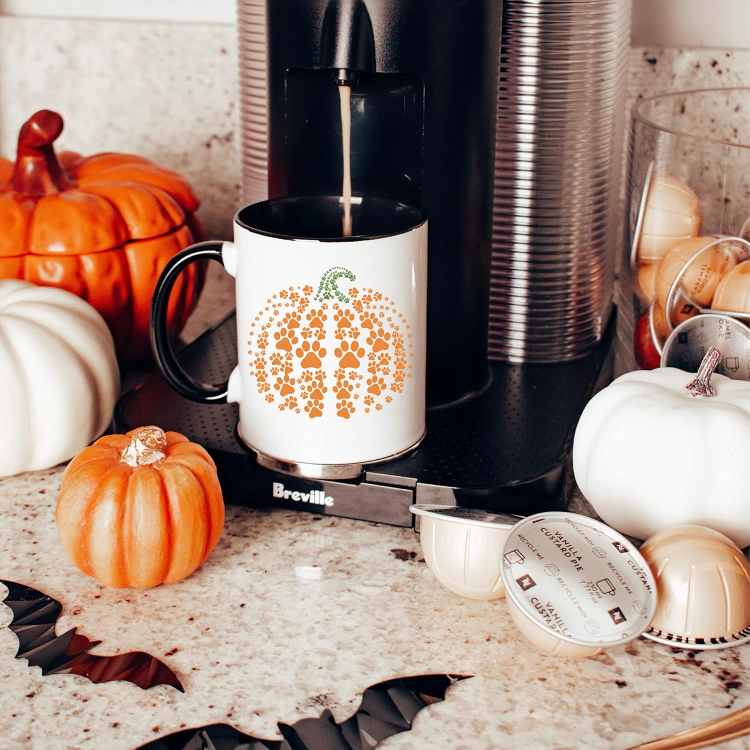 Taza de Halloween Paws y calabaza para la temporada espeluznante, idea de regalo para Halloween y para los amantes de los perros