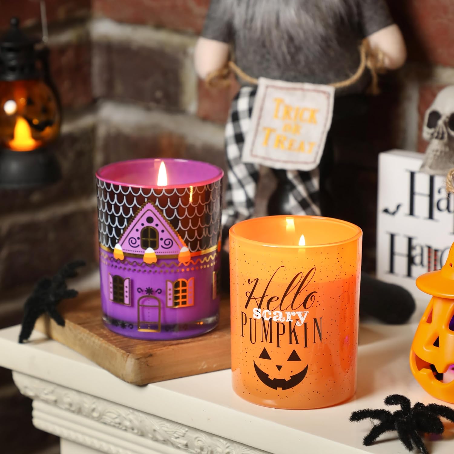 Vela perfumada de calabaza, regalo de otoño y Halloween, 10 onzas, velas en tarro de cera de soja prémium para el hogar (hola)