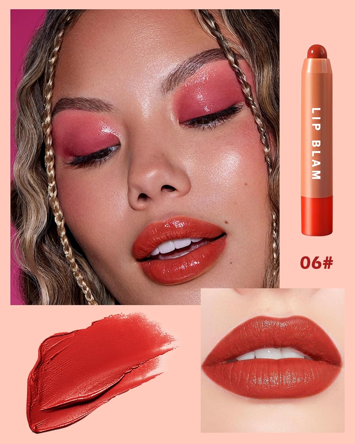 Bálsamo labial tintado hidratante, bálsamo labial de beso brillante, lápiz labial cremoso de larga duración, acabado jugoso de brillo transparente,