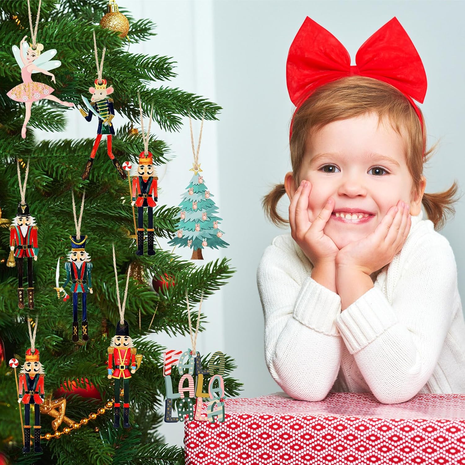 Juego de 24 adornos de cascanueces de Navidad, adornos de cascanueces de madera para rey y soldado, adornos decorativos pequeños de madera, adornos