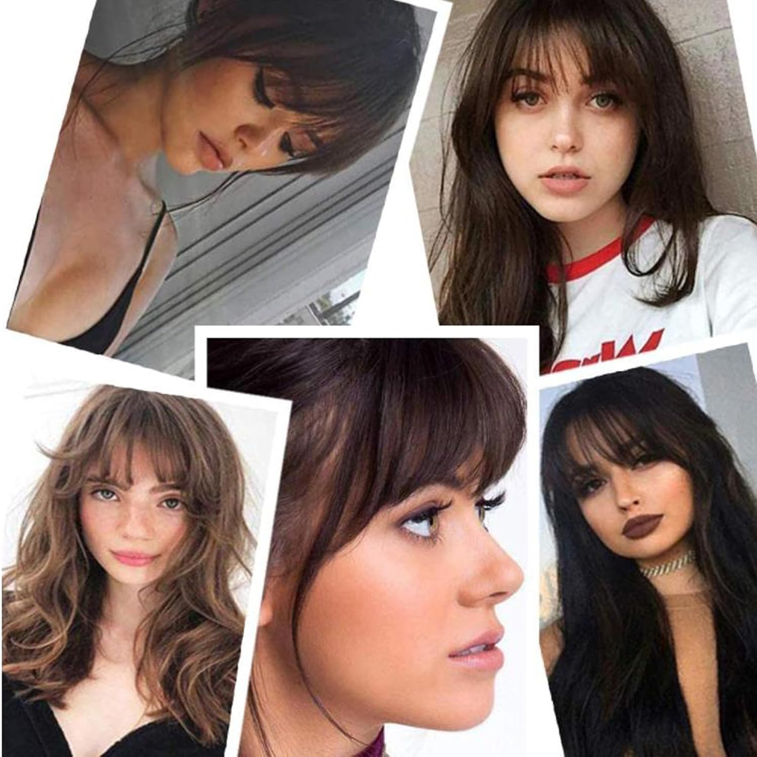 Sinroy – Flequillo con clip para niñas, pelucas de cortina de cabello humano, extensiones de cabello natural corto con sienes, flequillo de aire