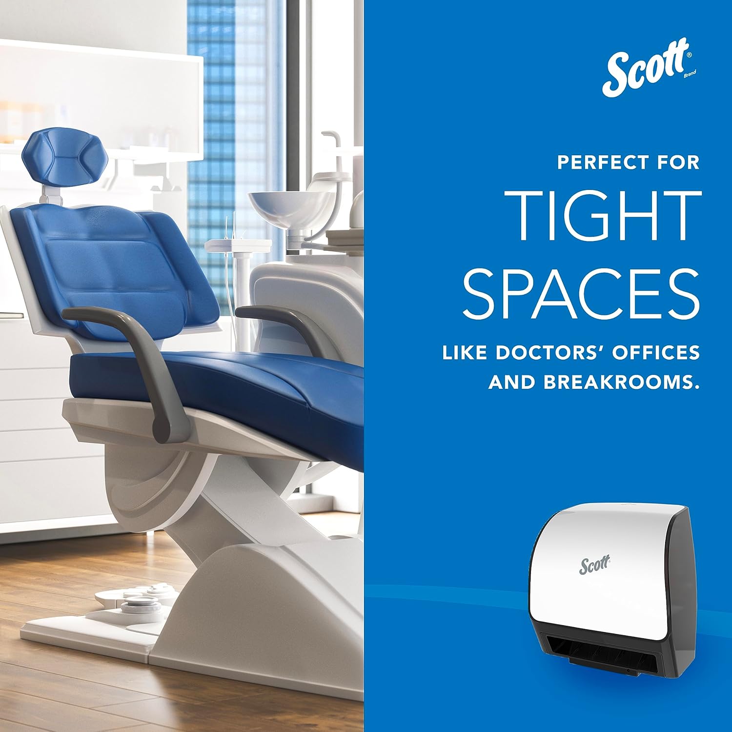 Scott Dispensadores automáticos de toallas Slimroll (47259), blanco, para toallas Slimroll Orange Core Scott, 11.8 x 12.35 x 7.25 pulgadas (1 unidad)