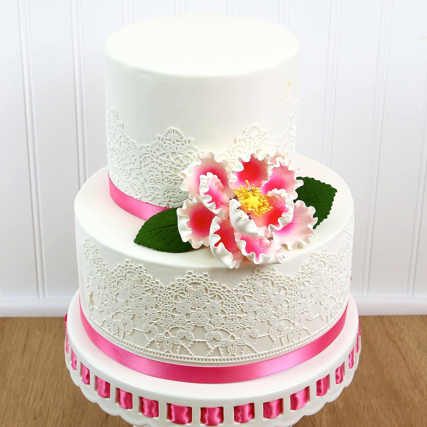 Global Sugar Art Flores de pastel de azúcar de peonía rosa con blanco de lujo, 1 unidad por el chef Alan Tetreault