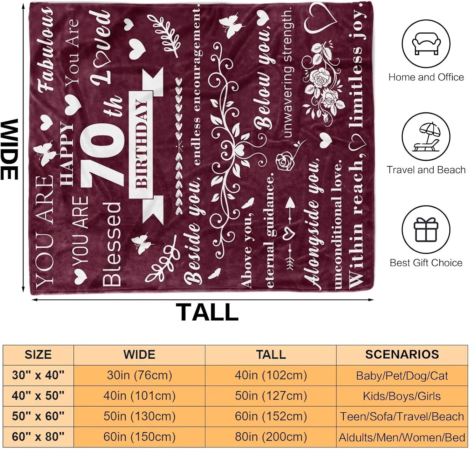 Regalos de 70 cumpleaños para mujeres, regalos de cumpleaños para mamá, regalos de cumpleaños para ella, regalos para mujeres, esposa, madre,