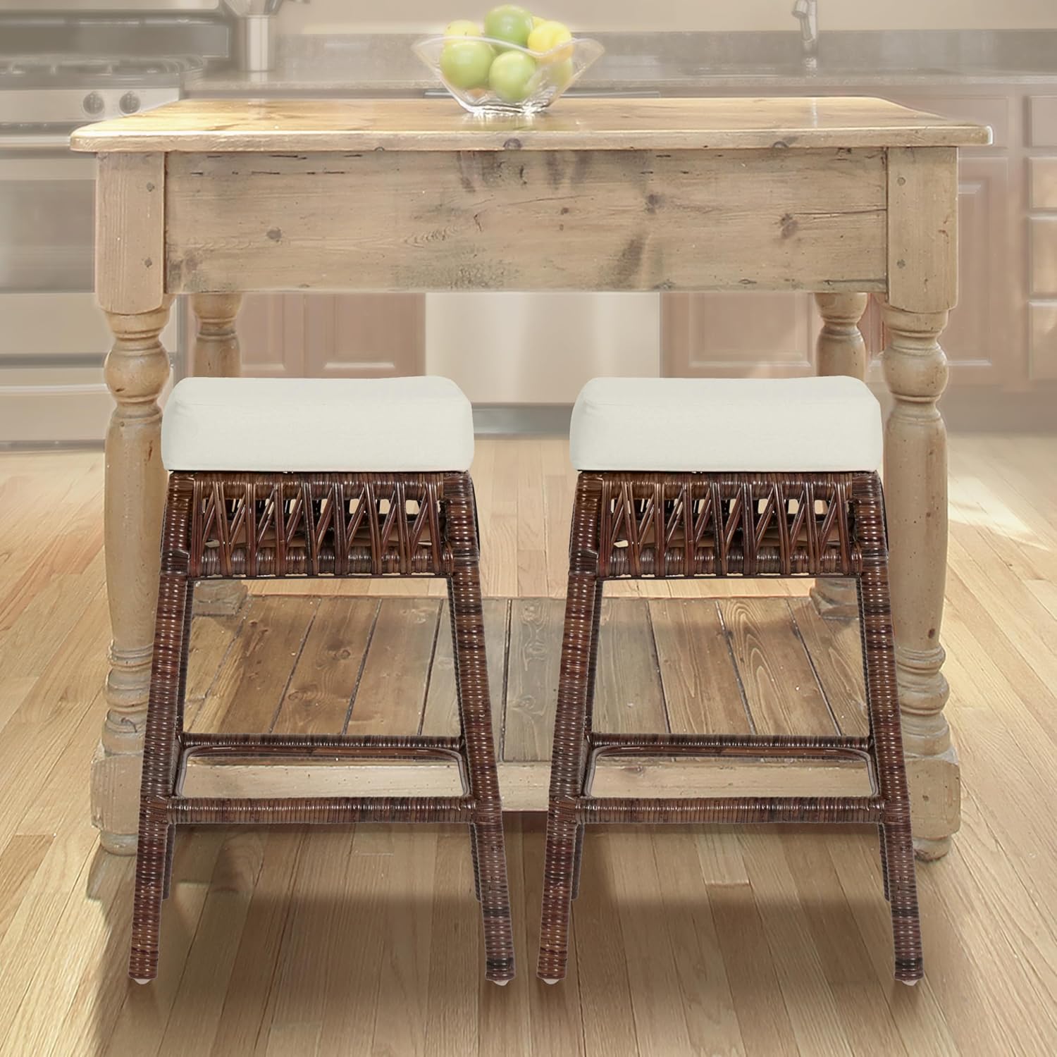 JONATHAN Y CSL1100A Bali – Taburete de mimbre sin espalda de 25.5 pulgadas para el hogar, cocina, comedor, espacios de trabajo, cafeterías y