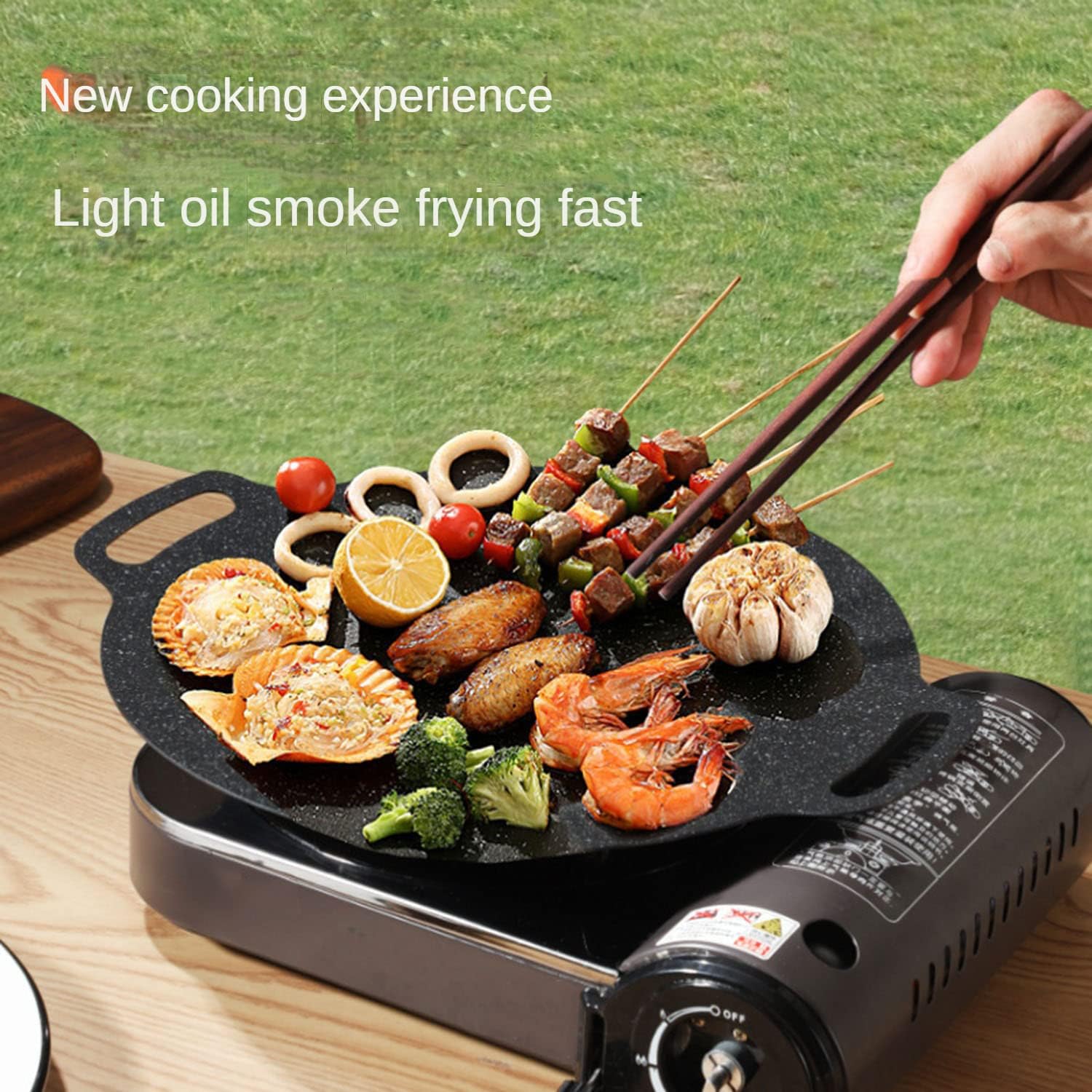 Oaiyeie Sartén antiadherente multifuncional de piedra médica, sartén coreana para barbacoa, compatible con inducción, estufa de gas, estufa