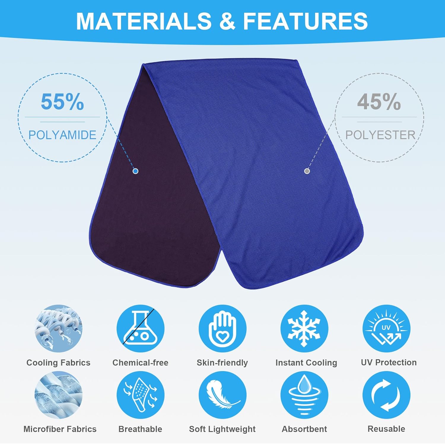 U-pick Toallas refrescantes para climas cálidos, toalla de microfibra fría instantánea suave, trapos frescos para cuello y cara, toalla de sudor
