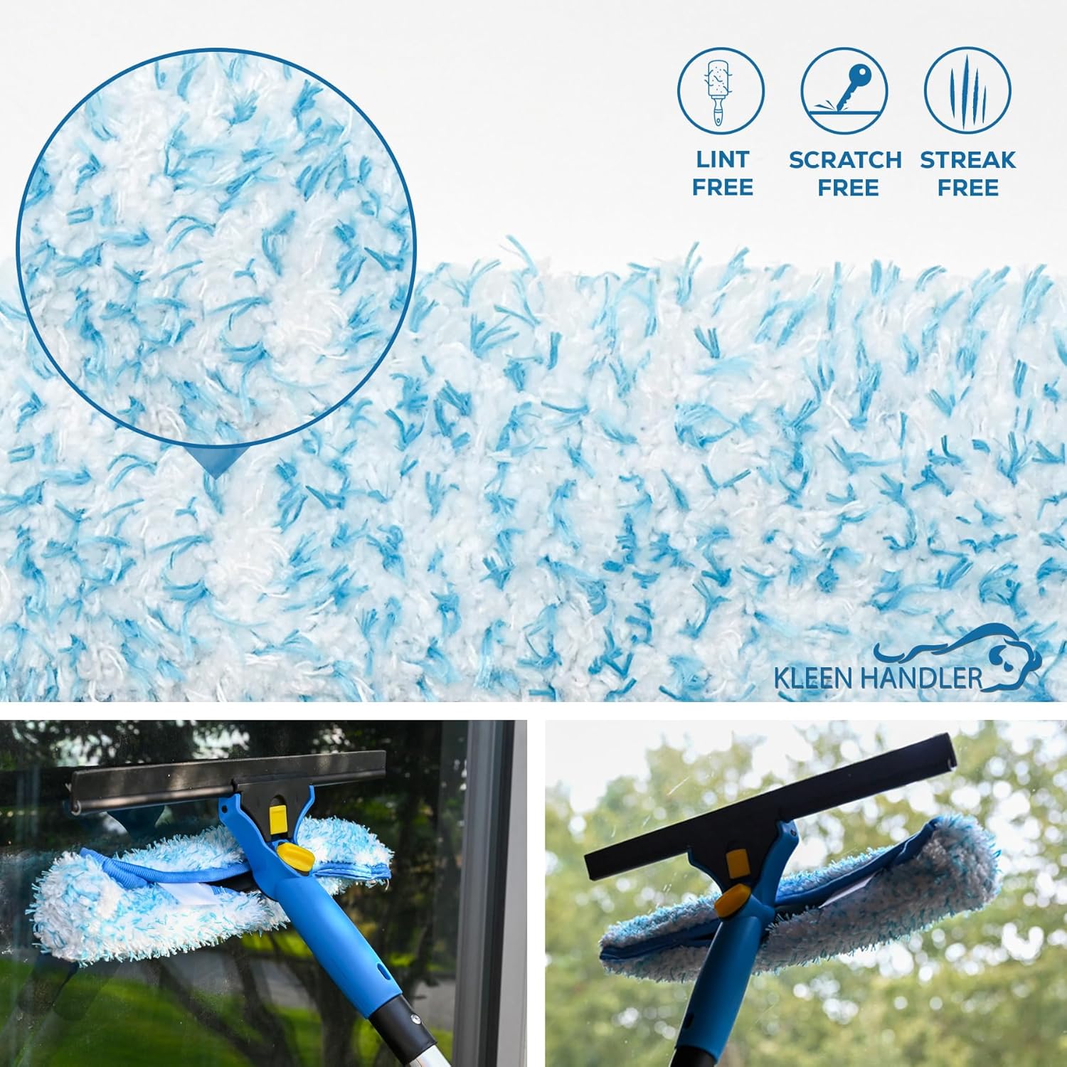 Kleen Handler Paquete a granel de 100 fundas de repuesto profesionales de microfibra de 14 pulgadas para lavado de ventanas, fundas de repuesto para