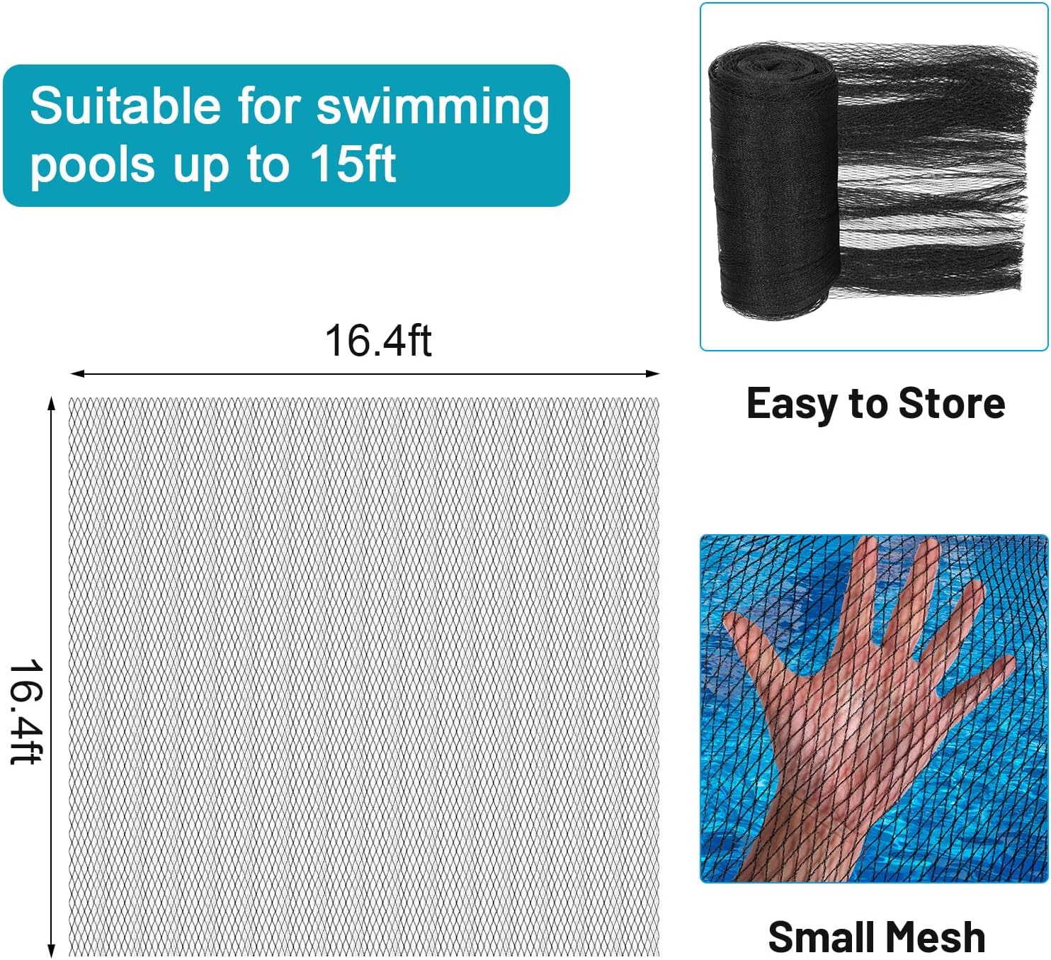 Cubierta de red de hojas para piscina sobre el suelo, cubierta de malla de invierno con 12 clips de cubierta de piscina para piscina sobre el suelo,