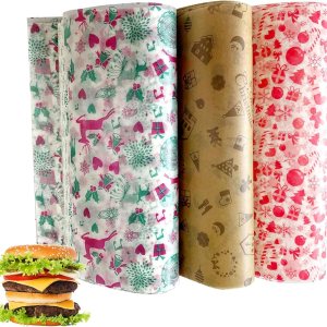 Suiwen 150 hojas de papel encerado de Navidad para envoltura de alimentos, papel de cera de seda de Navidad para galletas de caramelo, papel de Suiwen 150 hojas de papel encerado de Navidad para envoltura de alimentos, papel de cera de seda de Navidad para galletas de caramelo, papel de