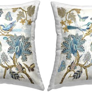 Stupell Industries Reneé Campbell – Juego de 2 almohadas con diseño floral de cachemira detallada, 18 x 18 pulgadas, color azul Stupell Industries Reneé Campbell – Juego de 2 almohadas con diseño floral de cachemira detallada, 18 x 18 pulgadas, color azul
