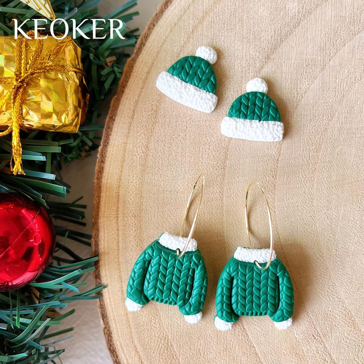 Keoker Hoja de textura de arcilla polimérica para Navidad, tapete de textura de arcilla navideña para hacer aretes, joyas, herramientas de aretes de