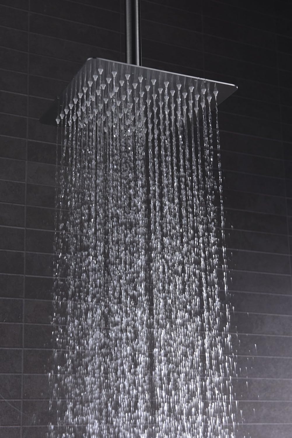 sumerain Sistema de ducha de níquel cepillado, grifo de ducha de montaje en techo con válvula áspera, cabezal de ducha de lluvia de alta presión de