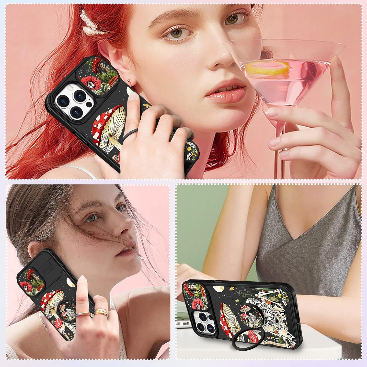 Funda 2 en 1 para iPhone 11 Pro Max para mujer, linda funda de teléfono para niñas, diseño gótico de calavera, esqueleto, divertido, espeluznante,