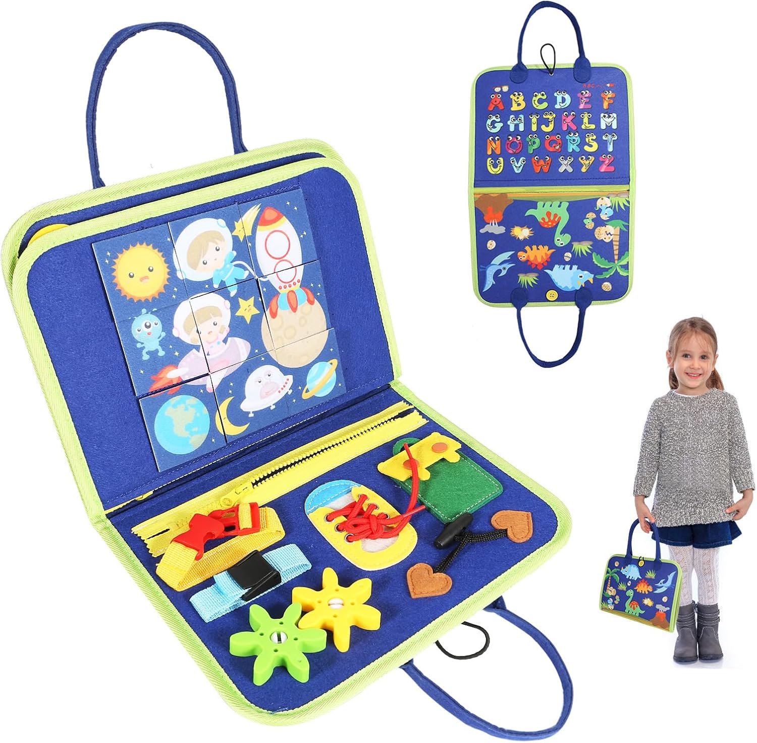 Tabla de actividades para niños pequeños de 1, 2, 3, 4 años, juguetes Montessori para niñas de 1 año, juguete sensorial de viaje para aprender