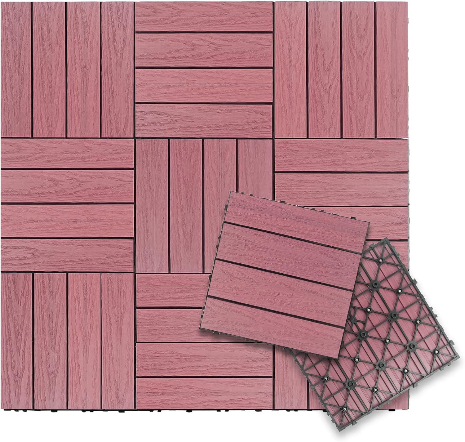 UltraShield Naturale – Azulejo compuesto para exteriores (1 pie x 1 pie), color rosa de Seúl (10 pies cuadrados por caja)