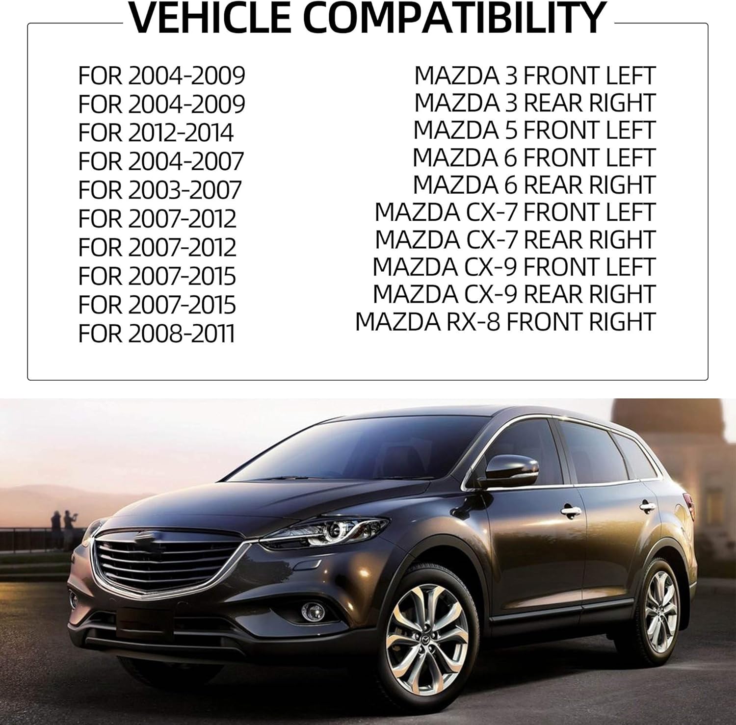 Dasbecan Motor de elevación de ventana delantera y trasera derecha compatible con Mazda 3 2004-2009 Mazda 6 2003-2008 Mazda CX7 2007-2012 Mazda CX9