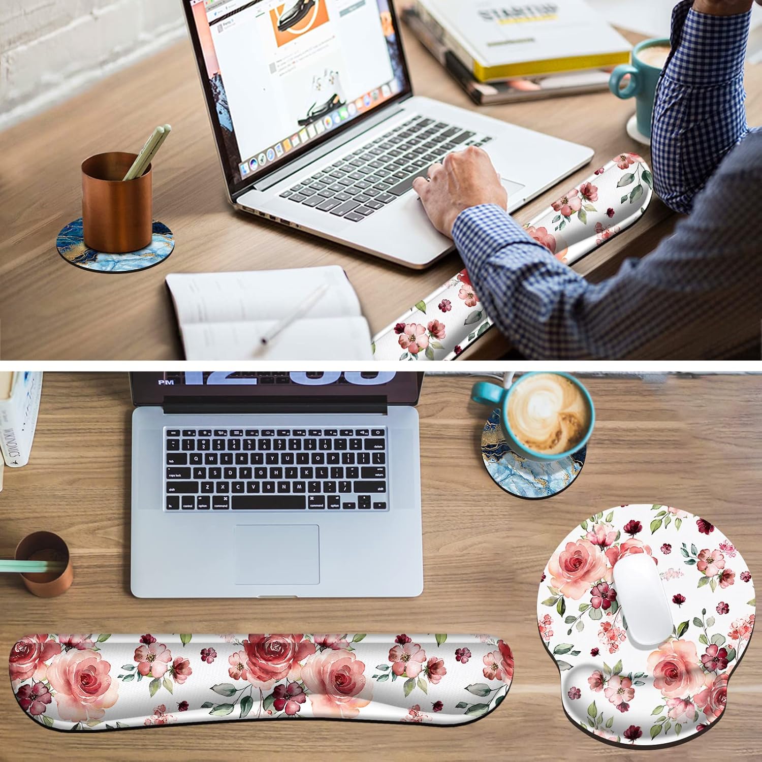 Galdas Alfombrilla de mouse ergonómica con soporte para muñeca y reposamuñecas para teclado, alfombrillas de mouse para juegos para computadora de