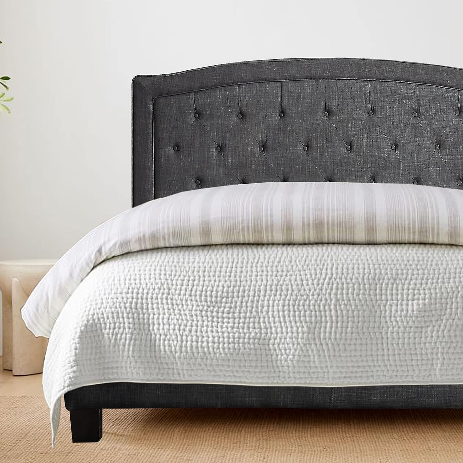 Rosevera Gabriel – Cama con plataforma, matrimonial, color carbón