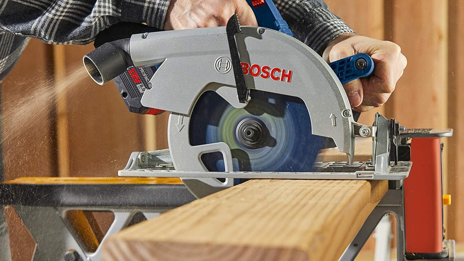 Bosch PROFACTOR GKS18V-25CB14 – Kit de sierra circular inalámbrica de 7-14 pulgadas, brazo fuerte de 18 V, incluye (1) batería de rendimiento
