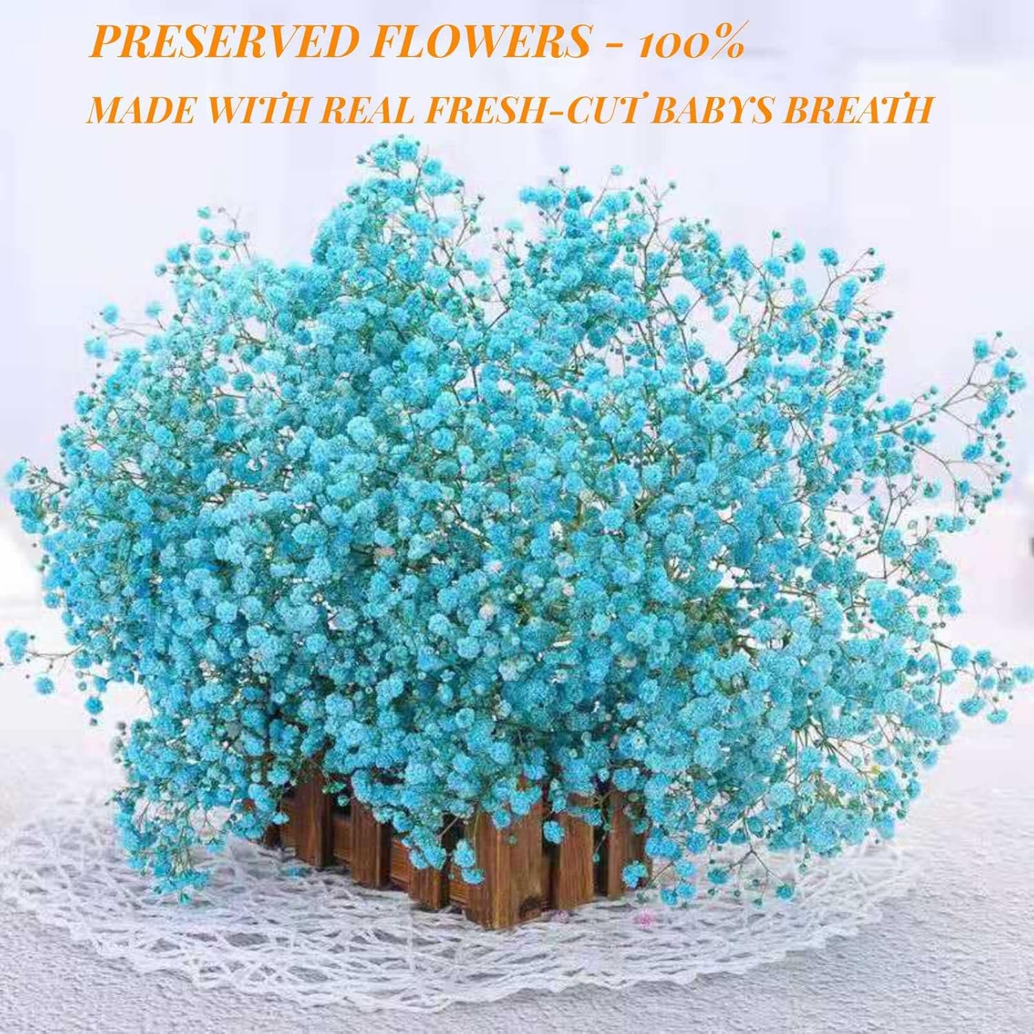 Ramo de flores secas de aliento de bebé, 17 pulgadas, más de 2500 flores secas color azul marfil, ramas de gypsophila naturales para bodas,