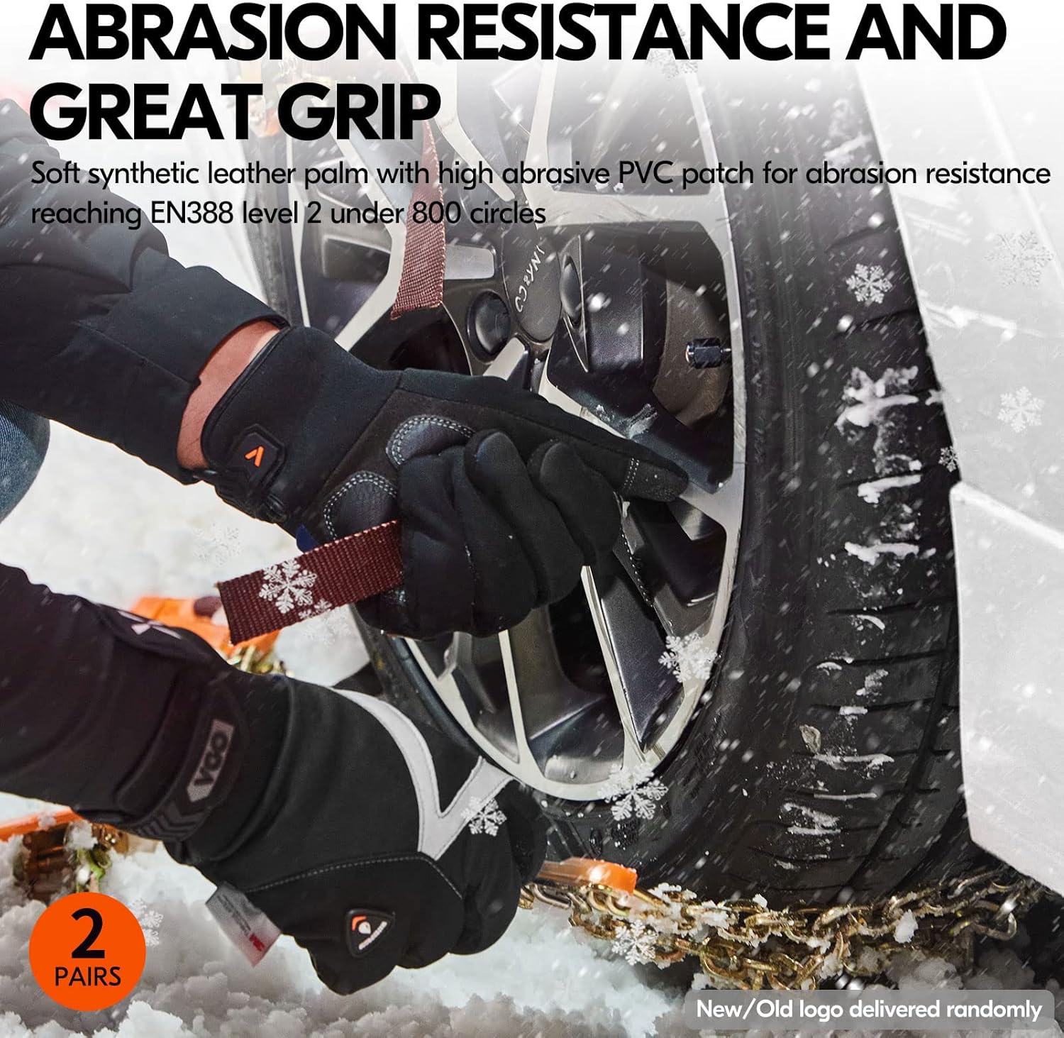 Vgo… 2 pares de -4 o superior 3M Thinsulate C100 guantes de trabajo cálidos de cuero sintético forrados, inserción impermeable (SL8777FW)