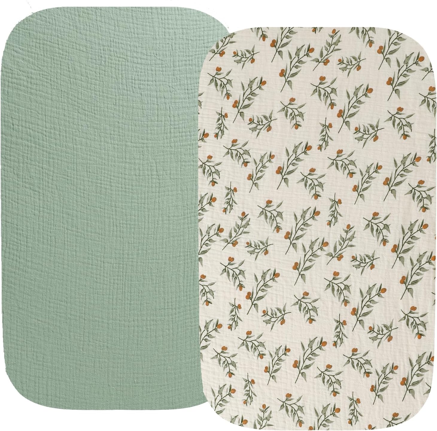 Sábana de moisés de muselina compatible con el moisés Breeze Plus de 4moms (no juego de juego), paquete de 2 sábanas bajeras de algodón elegantes y