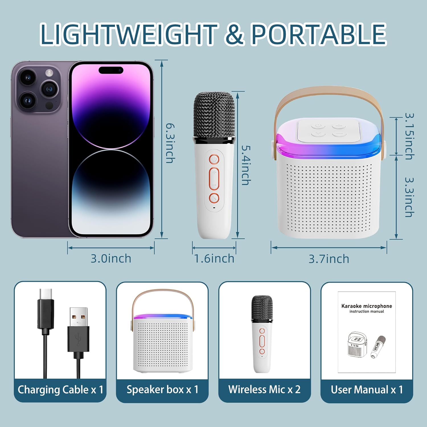 Mini máquina de karaoke para niños, altavoz Bluetooth portátil con micrófono inalámbrico para niños pequeños, regalos para cumpleaños de niñas y