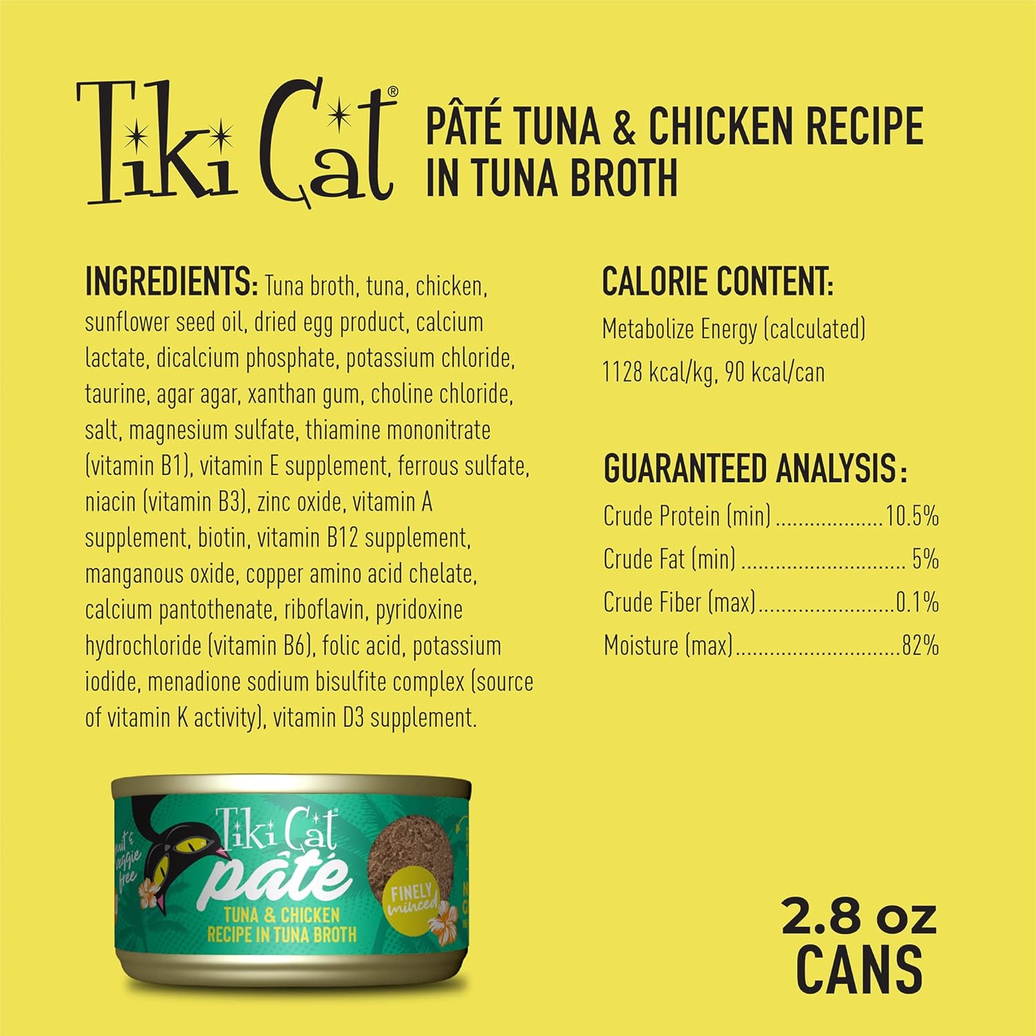 Tiki Cat Luau Pâté, receta de atún y pollo Ahi en salsa de pollo y sabor a salmón, nutrición equilibrada sin granos, comida enlatada húmeda para