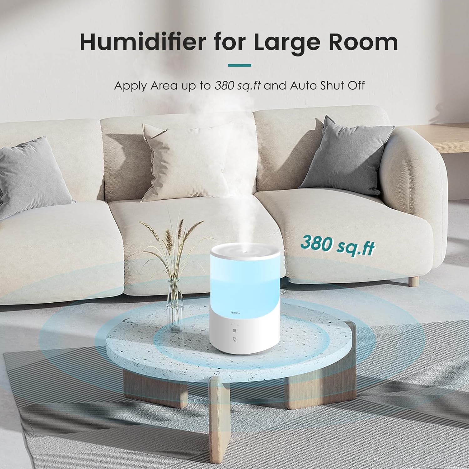 Humidificadores inteligentes para dormitorio, difusor de aceite esencial de niebla fría de 2.5 L, humidificador de llenado superior para bebé y