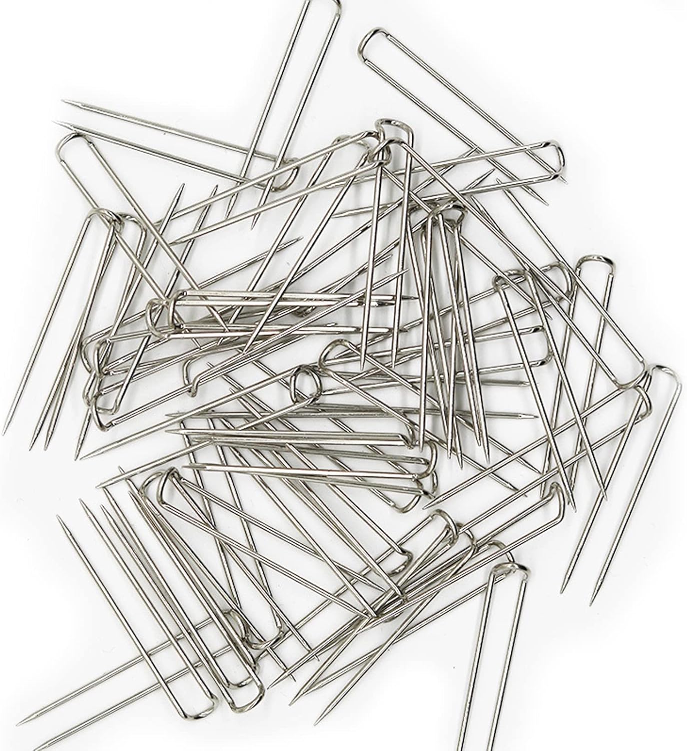 100 alfileres en forma de U de metal para coser agujas de tejer fijas, pasadores de retazos para decoración de manualidades (plata, 0.669 in)