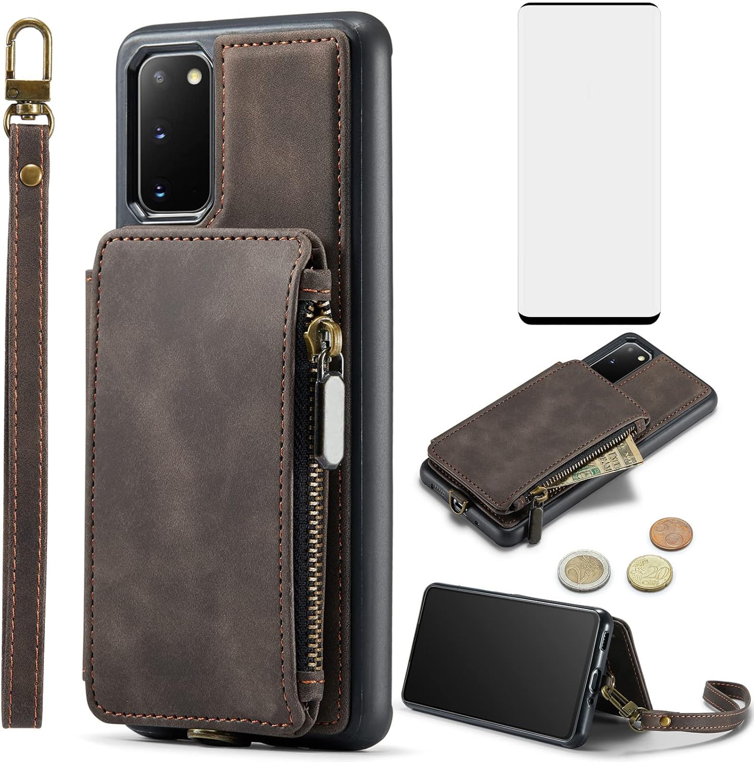 Asuwish Funda para teléfono Samsung Galaxy S20 Glaxay S 20 5G UW de 6.2 pulgadas con protector de pantalla de vidrio templado y bloqueo RFID,